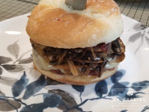 Mushroom Swiss Burger with Pork Belly