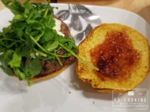 rilled Burger with Fig Jam, Goat Cheese, and Arugula 