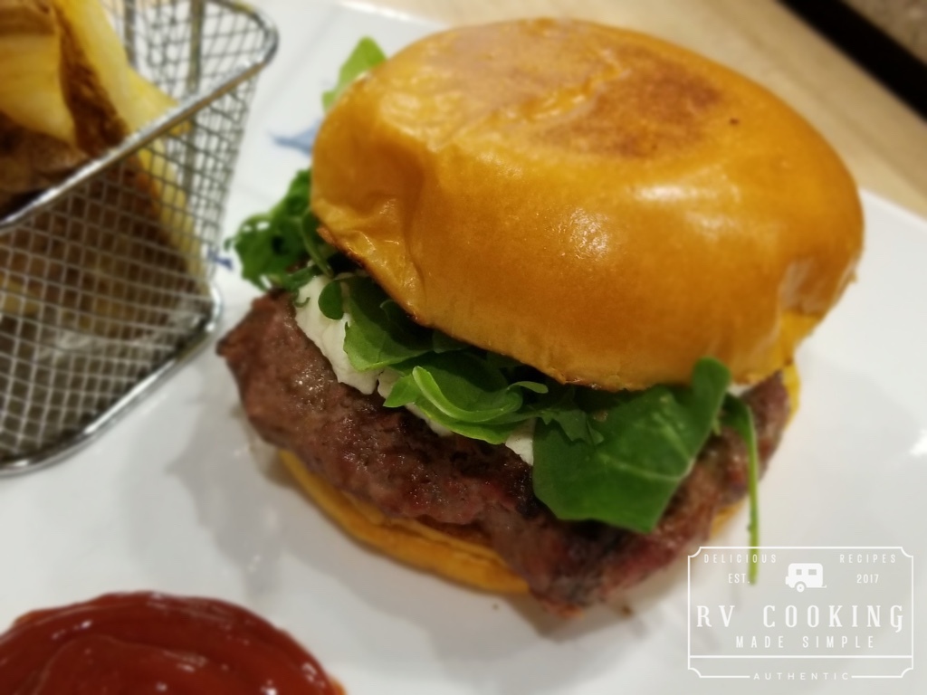 rilled Burger with Fig Jam, Goat Cheese, and Arugula